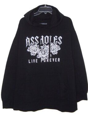 Assholes Live Forever Men's Black Hoodie Sweatshirt Size XXL